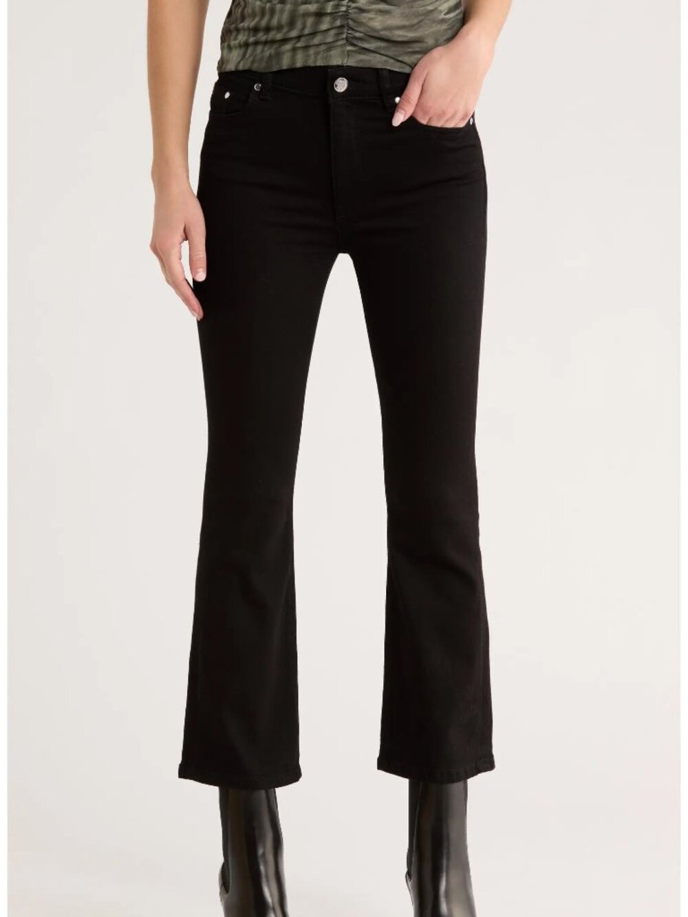 JASON WU Bardot Cropped Bootcut Jeans in Black